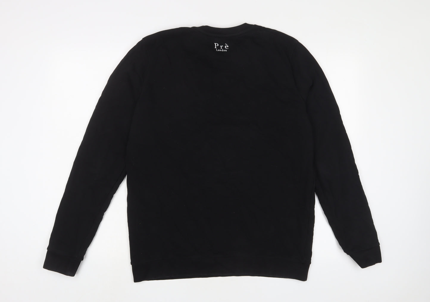 Pre London Mens Black Cotton Pullover Sweatshirt Size L - Logo, Embroidered