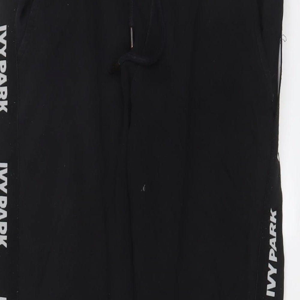 IVY PARK Womens Black Cotton Jogger Trousers Size S L28 in Regular Drawstring - Logo, Embroidered