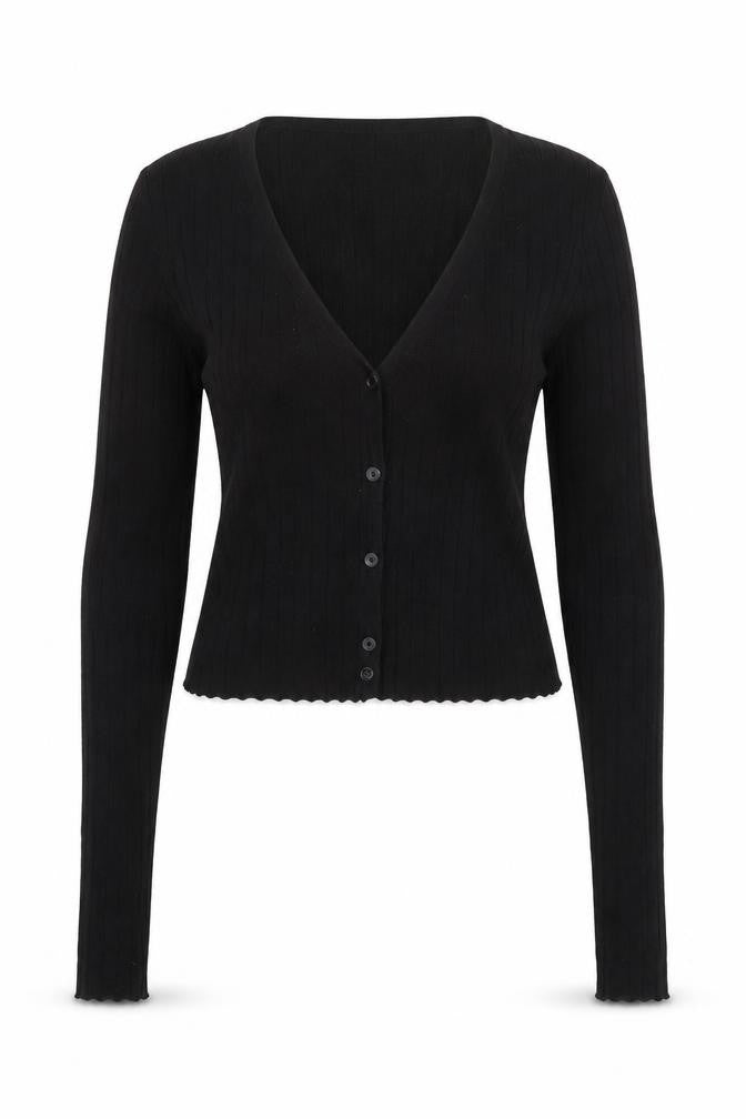 COLLUSION Womens Black V-Neck Acrylic Cardigan Jumper Size 8