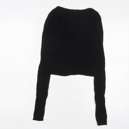 COLLUSION Womens Black V-Neck Acrylic Cardigan Jumper Size 8