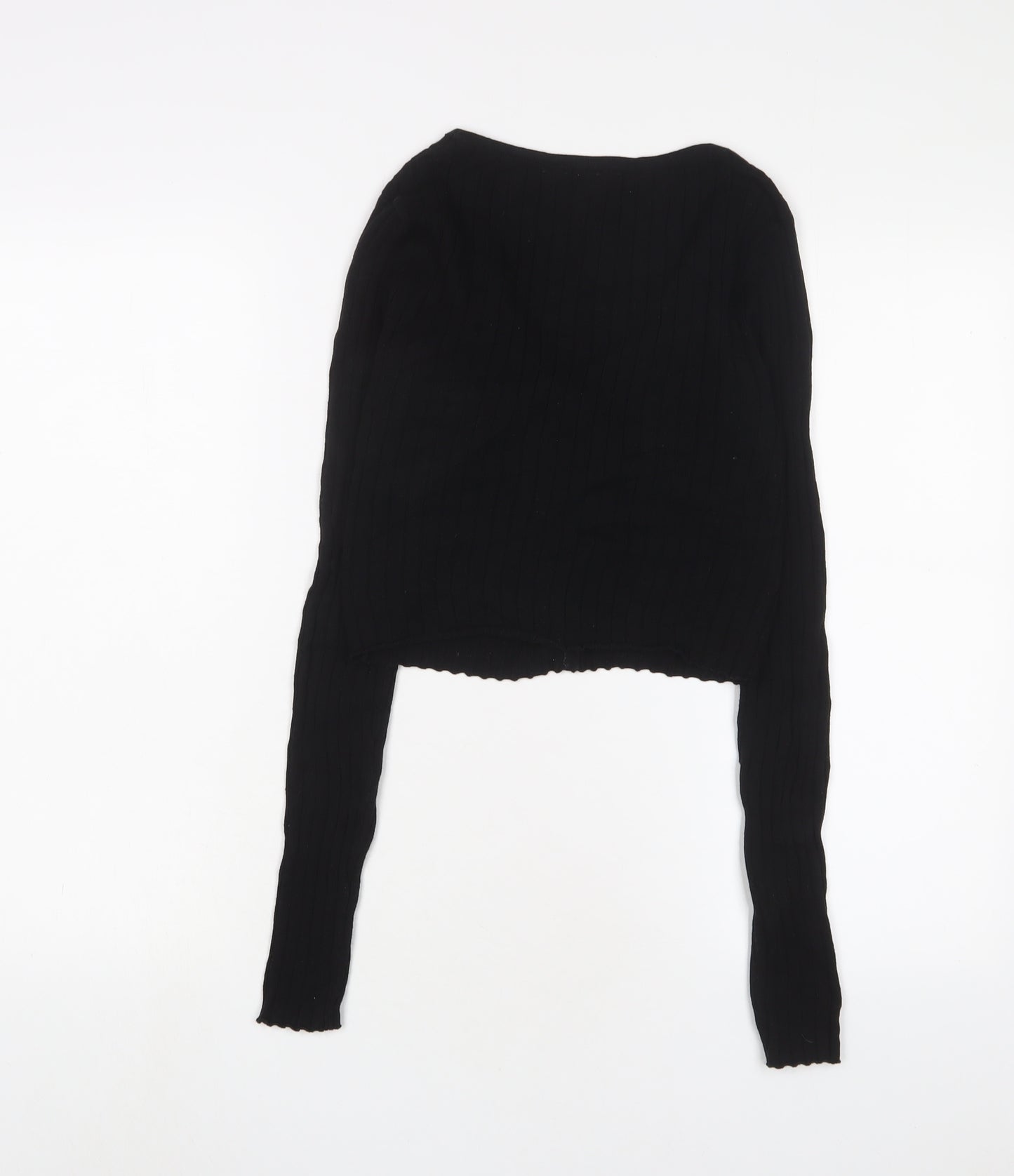 COLLUSION Womens Black V-Neck Acrylic Cardigan Jumper Size 8