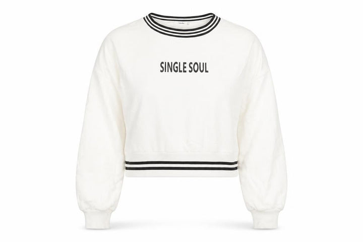 Mango Womens White Cotton Pullover Sweatshirt Size M Pullover - Single Soul