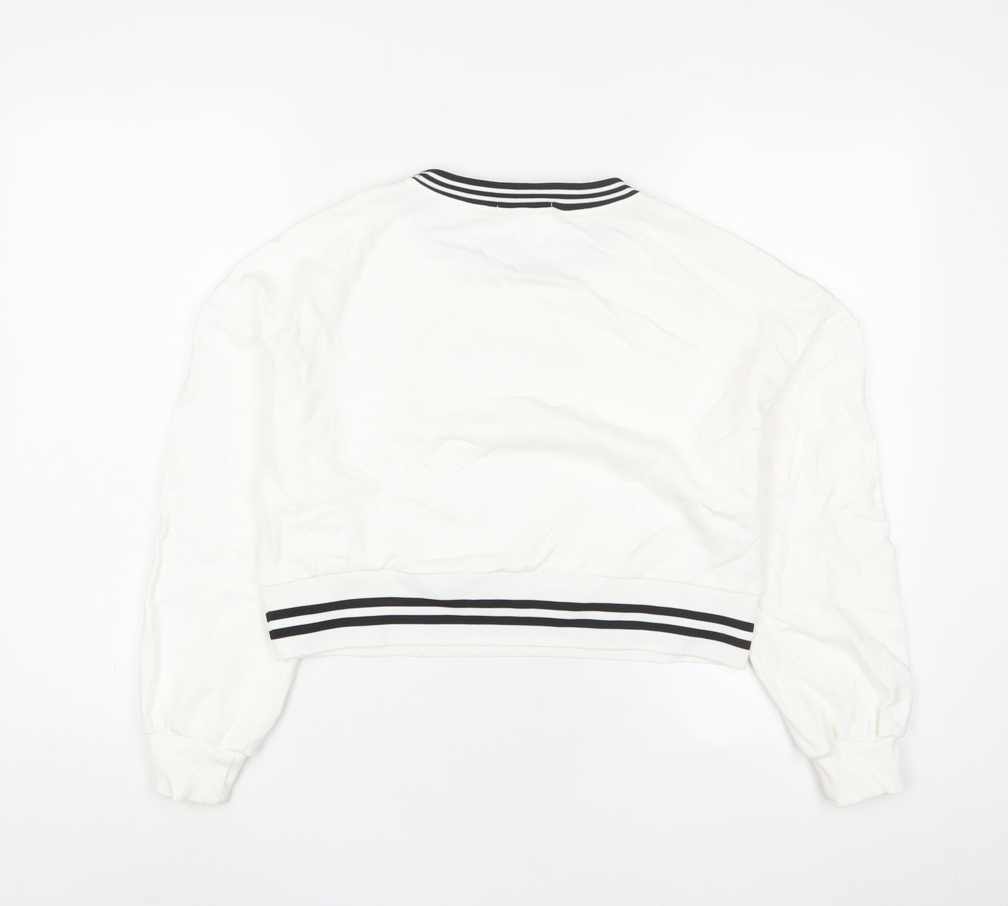 Mango Womens White Cotton Pullover Sweatshirt Size M Pullover - Single Soul