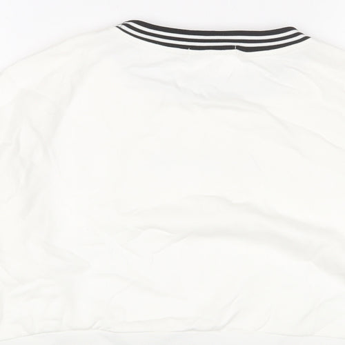 Mango Womens White Cotton Pullover Sweatshirt Size M Pullover - Single Soul