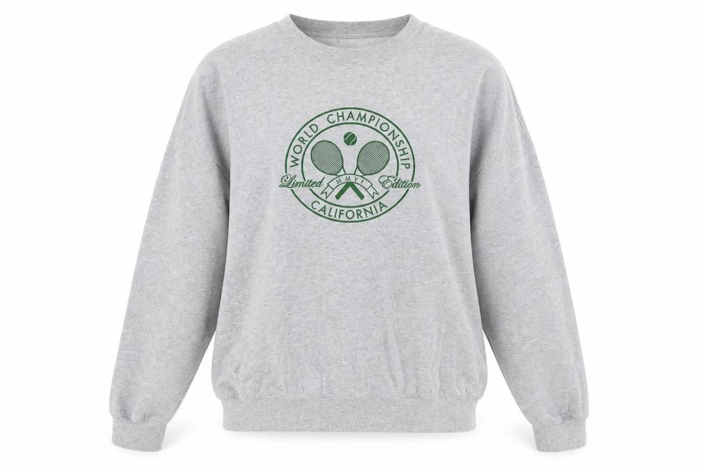 Front view of Spotted women’s grey cotton pullover sweatshirt, size L, pullover - world champion california
