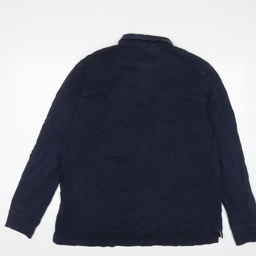 Howick Tailored Mens Blue Cotton Polo Size XL Collared Button - Logo, Embroidered