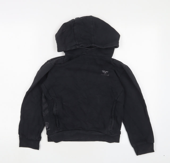 Hummel Boys Black Cotton Pullover Hoodie Size 12 Years Pullover