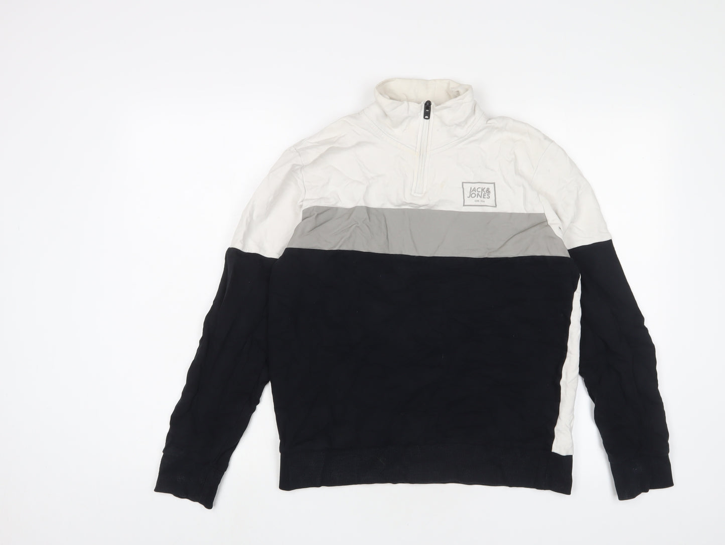 JACK & JONES Mens Black Cotton Pullover Sweatshirt Size S