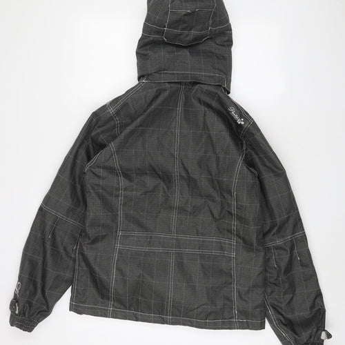 Protest Womens Grey Plaid Ski Jacket Coat Size L Zip - Buckles