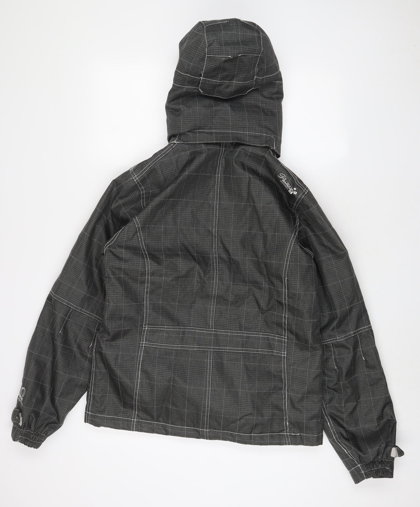 Protest Womens Grey Plaid Ski Jacket Coat Size L Zip - Buckles