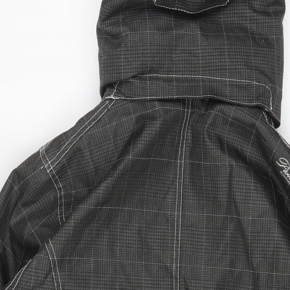 Protest Womens Grey Plaid Ski Jacket Coat Size L Zip - Buckles