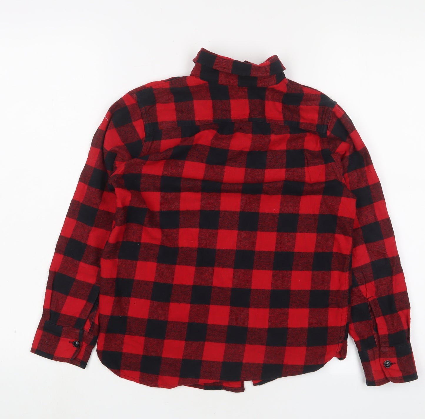 Gap Girls Red Plaid Cotton Basic Button-Up Size 8-9 Years Collared Button