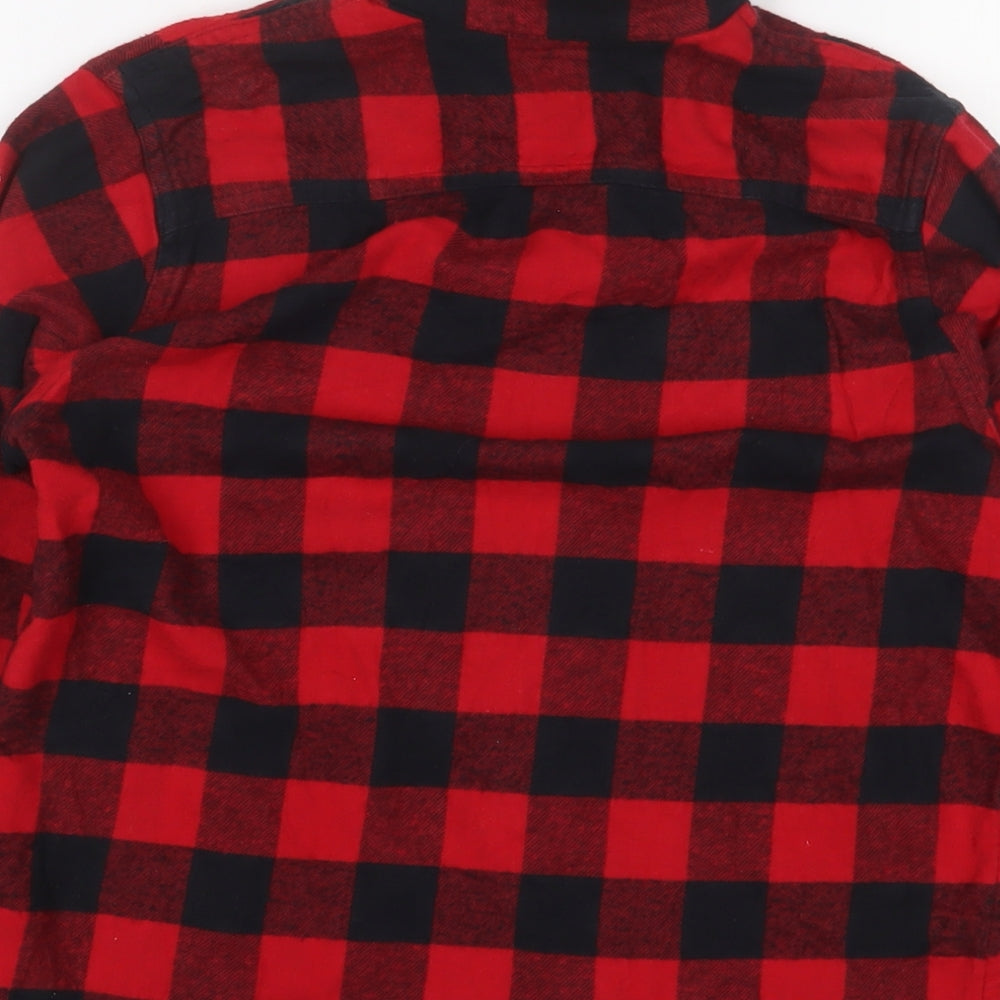 Gap Girls Red Plaid Cotton Basic Button-Up Size 8-9 Years Collared Button