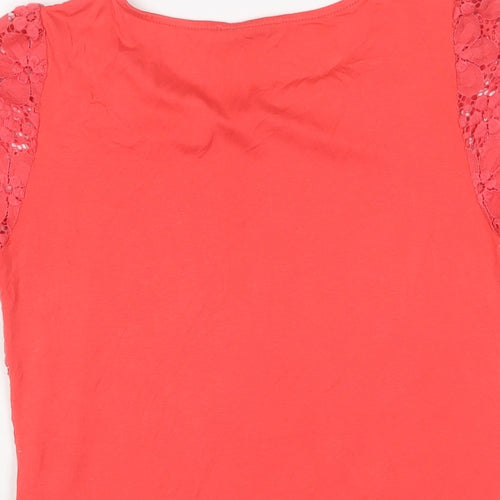 Oasis Womens Pink Polyamide Basic T-Shirt Size S Crew Neck