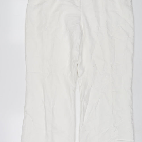 Alfani Womens White Linen Trousers Size 14 L29 in Regular Zip