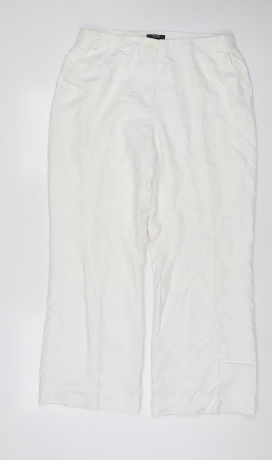 Alfani Womens White Linen Trousers Size 14 L29 in Regular Zip