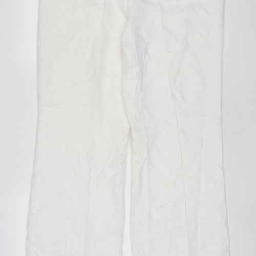 Alfani Womens White Linen Trousers Size 14 L29 in Regular Zip