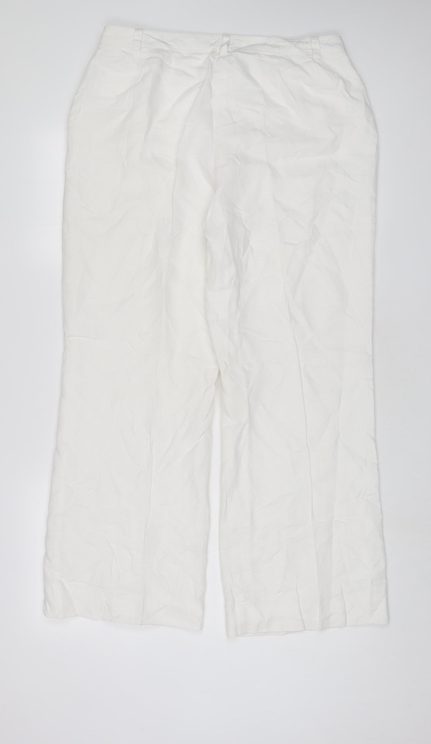 Alfani Womens White Linen Trousers Size 14 L29 in Regular Zip