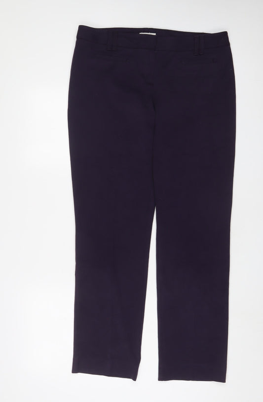 Monsoon Womens Purple Polyester Trousers Size 14 L31 in Regular Hook & Eye