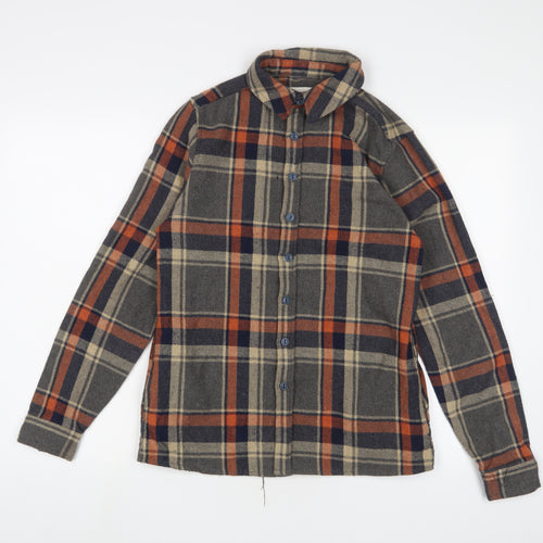 Native Youth Mens Multicoloured Plaid Cotton Button-Up Size S Collared Button