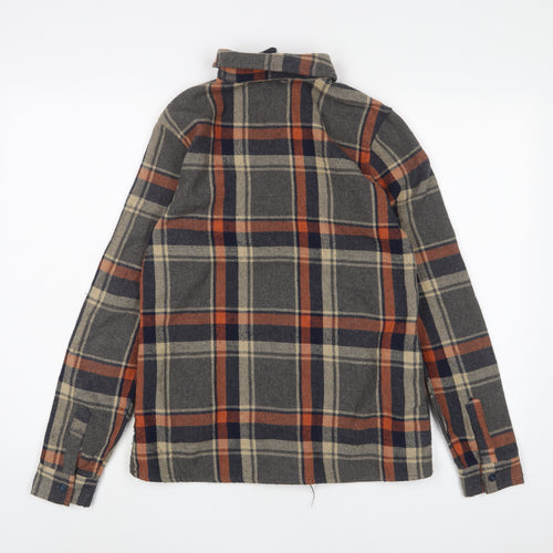 Native Youth Mens Multicoloured Plaid Cotton Button-Up Size S Collared Button