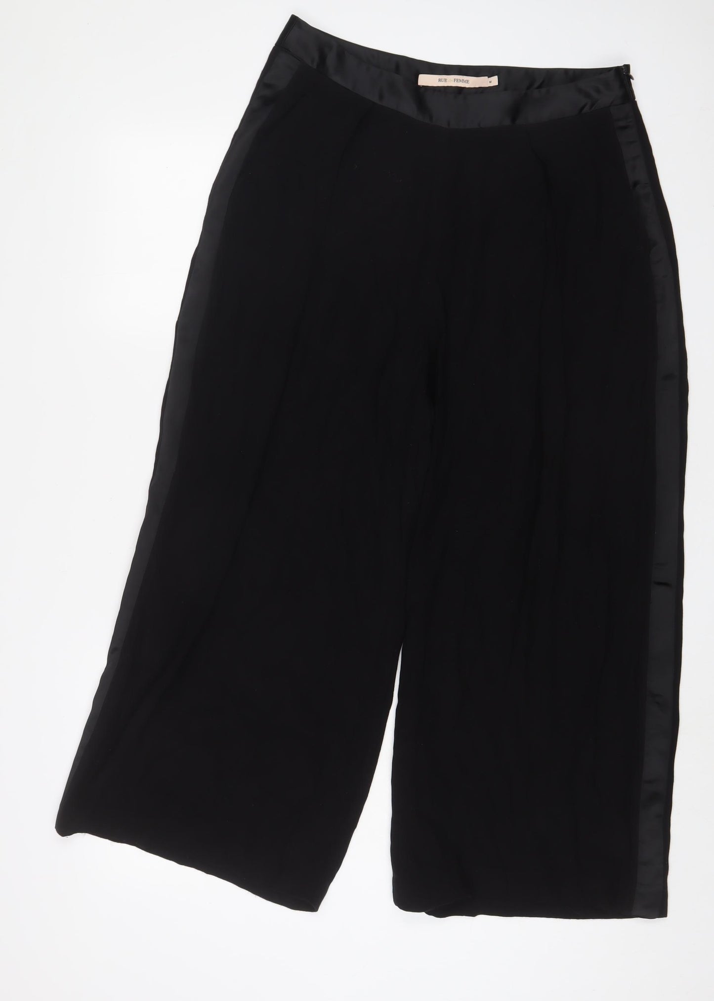 Rue & Femme Womens Black Viscose Trousers Size M L26 in Regular Zip