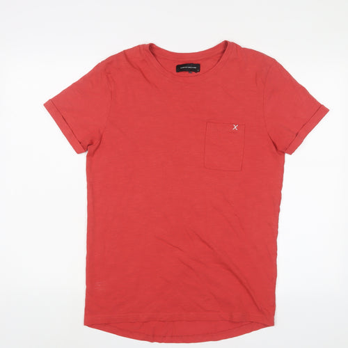 Copenhagen Mens Red Cotton T-Shirt Size S Crew Neck - Logo, Embroidered