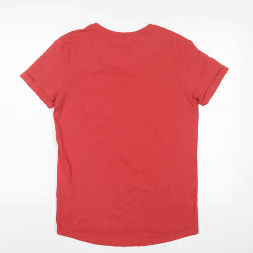 Copenhagen Mens Red Cotton T-Shirt Size S Crew Neck - Logo, Embroidered