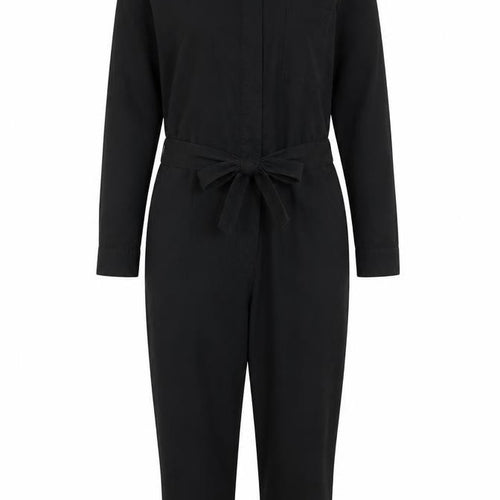 Mango Womens Black Cotton Jumpsuit One-Piece Size L L25 in Button - Belted