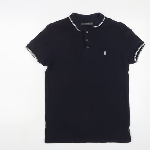 French Connection Mens Blue Cotton Polo Size M Collared - Logo