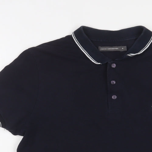 French Connection Mens Blue Cotton Polo Size M Collared - Logo