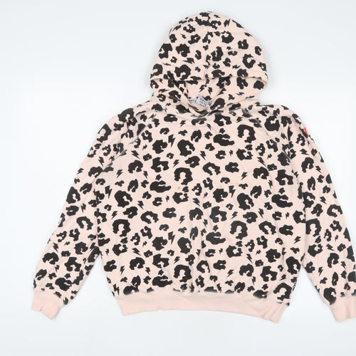 Scamp & Dude Womens Pink Animal Print Cotton Pullover Hoodie Size S Pullover