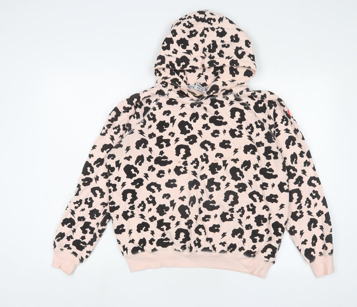 Scamp & Dude Womens Pink Animal Print Cotton Pullover Hoodie Size S Pullover