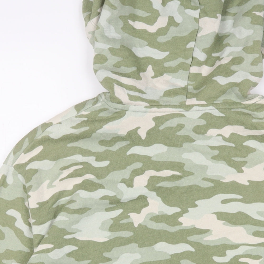 PINK Womens Green Camouflage Cotton Pullover Hoodie Size S Pullover - Logo, Embroidered