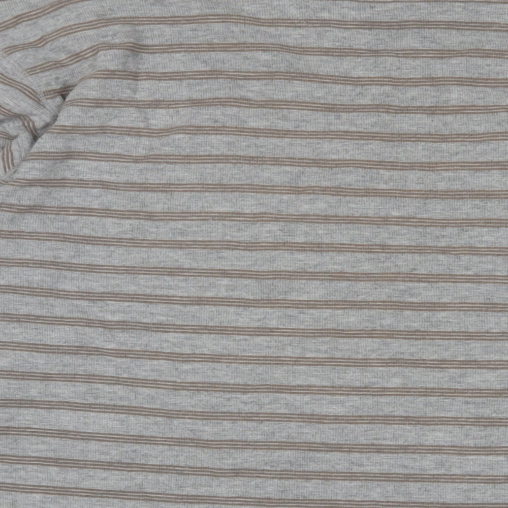 Gap Mens Grey Striped Cotton T-Shirt Size L Crew Neck