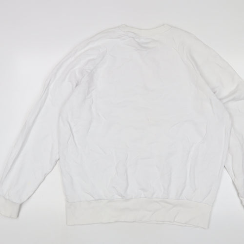 COLLUSION Womens White Cotton Pullover Sweatshirt Size 10 Pullover - Logo, Embroidered
