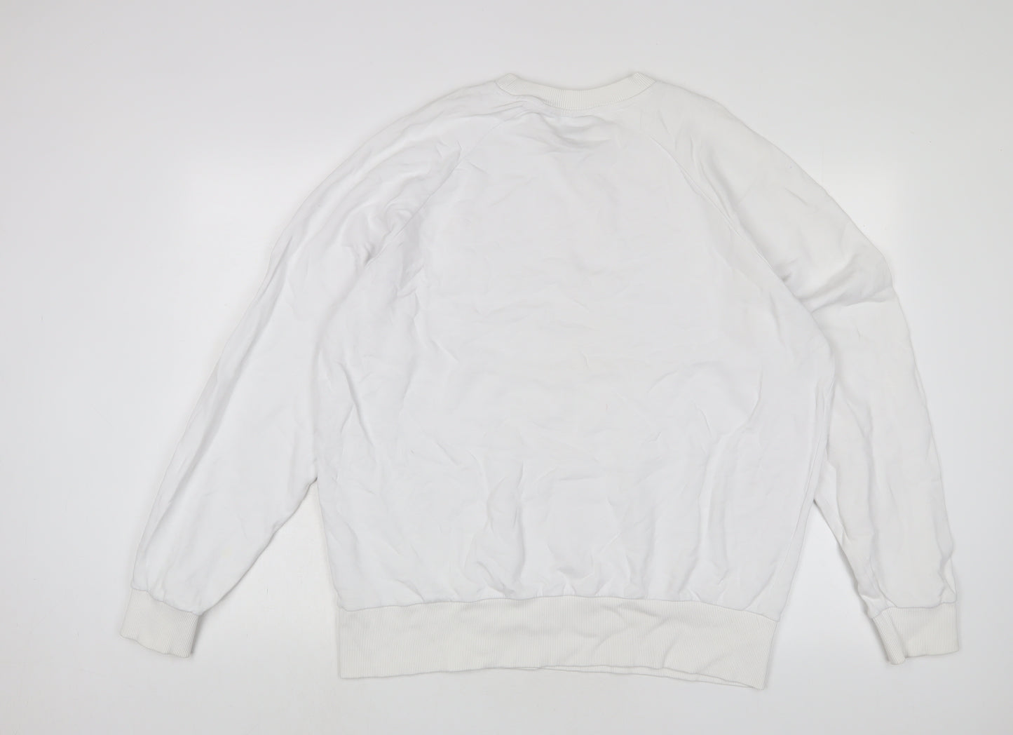 COLLUSION Womens White Cotton Pullover Sweatshirt Size 10 Pullover - Logo, Embroidered