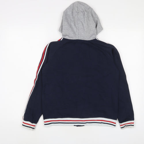 Hampton Republic Boys Blue Cotton Full Zip Hoodie Size 13 Years Snap - Logo, Embroidered