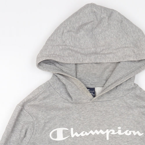 Champion Boys Grey Cotton Pullover Hoodie Size 13-14 Years Pullover - Logo