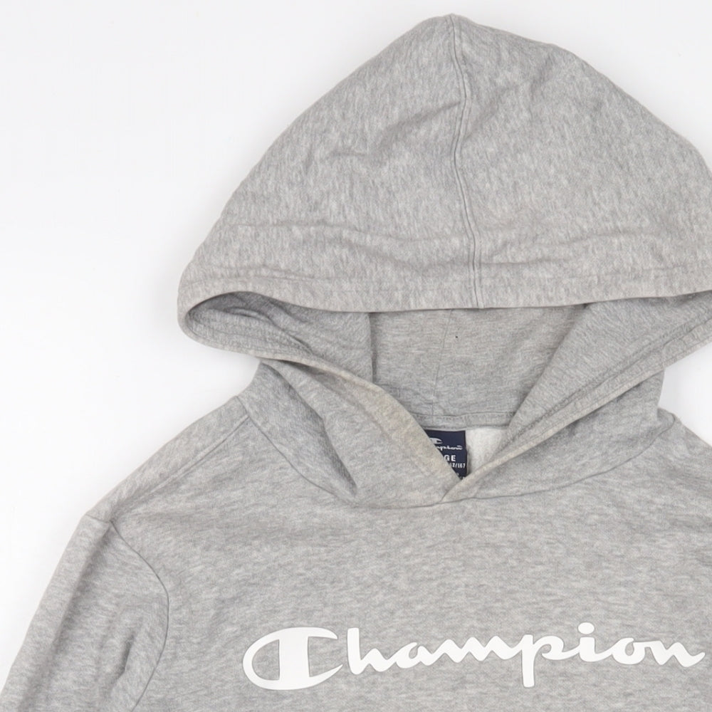 Champion Boys Grey Cotton Pullover Hoodie Size 13-14 Years Pullover - Logo