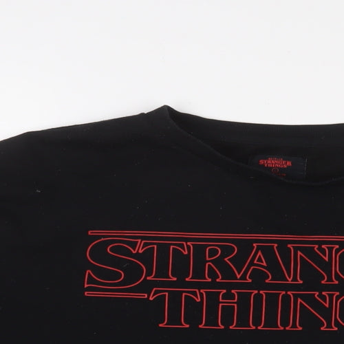 Stranger Things Womens Black Cotton Pullover Sweatshirt Size L Pullover