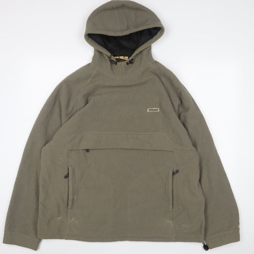 ellesse Mens Green Polyester Pullover Hoodie Size XL - Logo, Embroidered