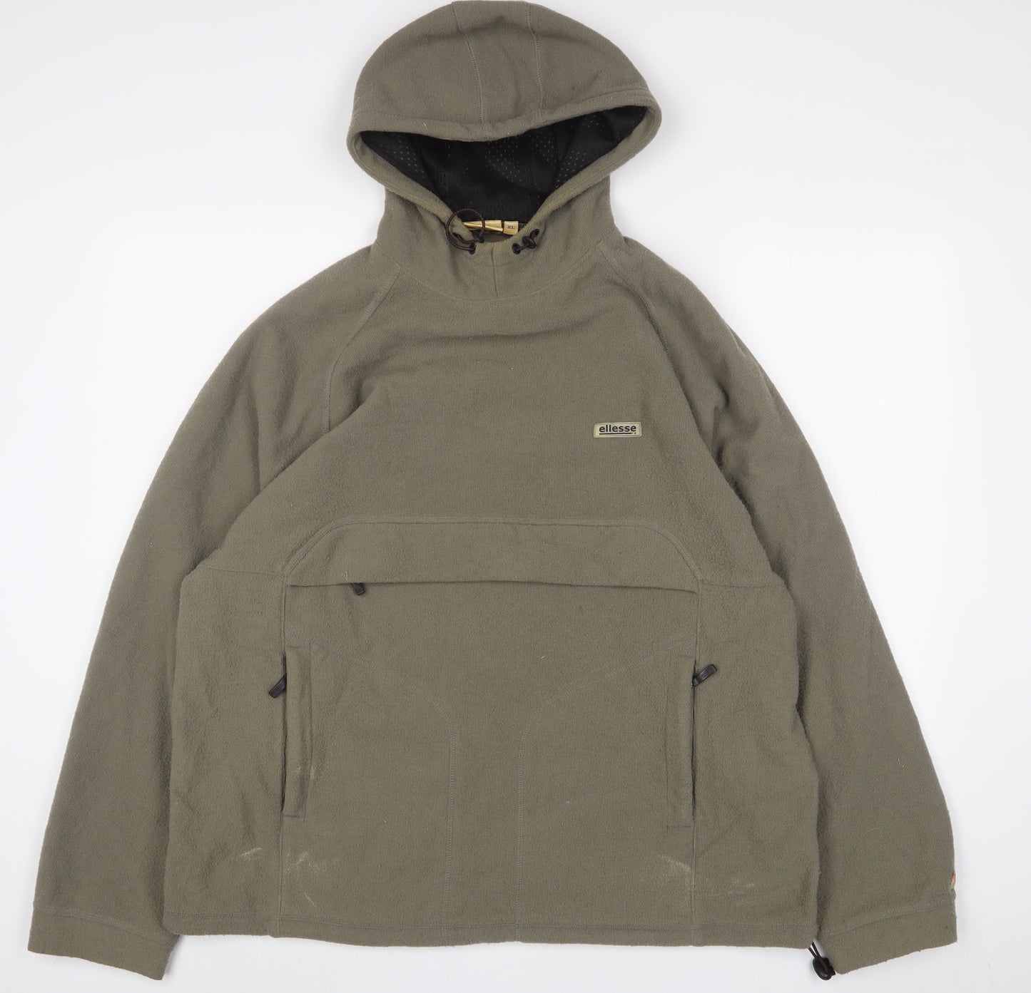 ellesse Mens Green Polyester Pullover Hoodie Size XL - Logo, Embroidered