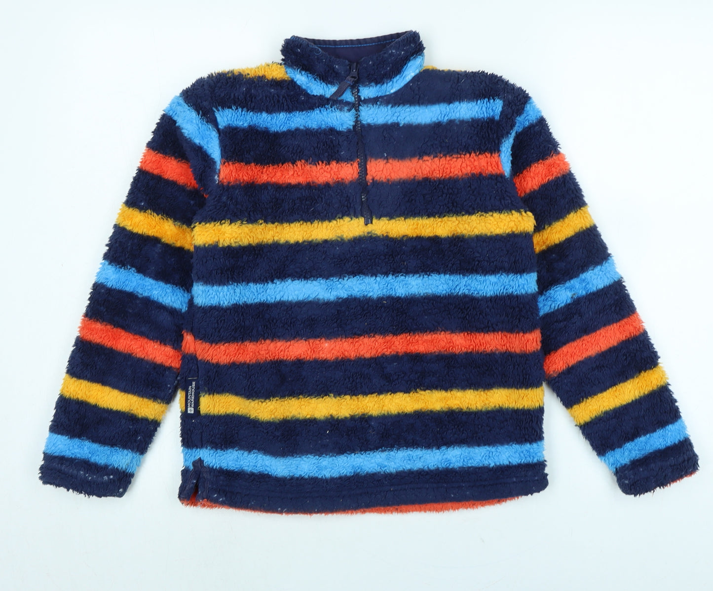 Mountain Warehouse Boys Multicoloured Mock Neck Striped Polyester Pullover Jumper Size 9-10 Years - Logo