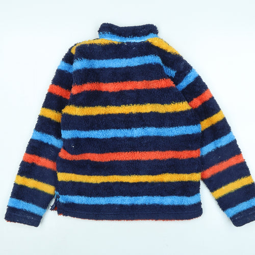 Mountain Warehouse Boys Multicoloured Mock Neck Striped Polyester Pullover Jumper Size 9-10 Years - Logo