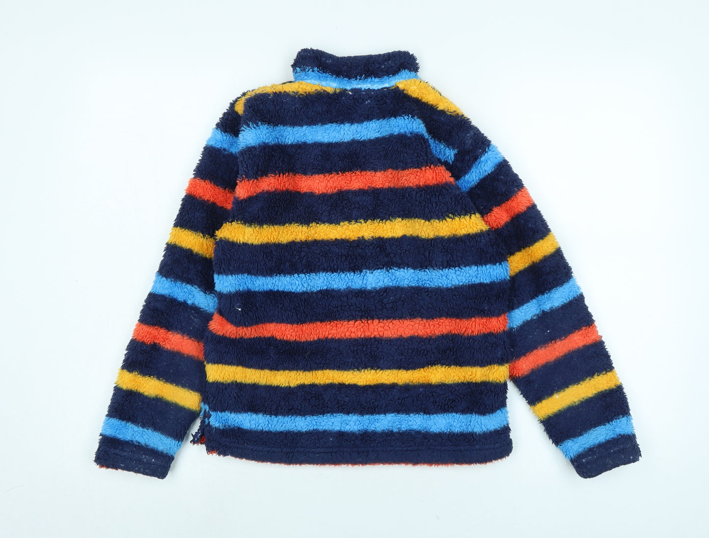 Mountain Warehouse Boys Multicoloured Mock Neck Striped Polyester Pullover Jumper Size 9-10 Years - Logo