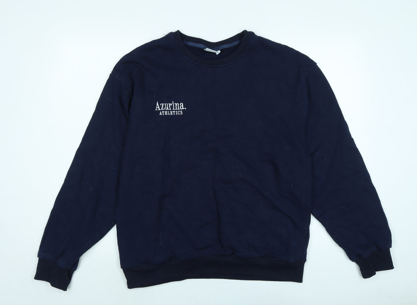 Azurina Athletics Mens Blue Polyester Pullover Sweatshirt Size L - Logo