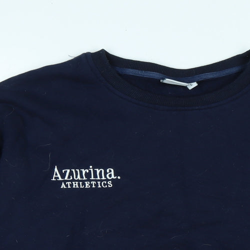 Azurina Athletics Mens Blue Polyester Pullover Sweatshirt Size L - Logo