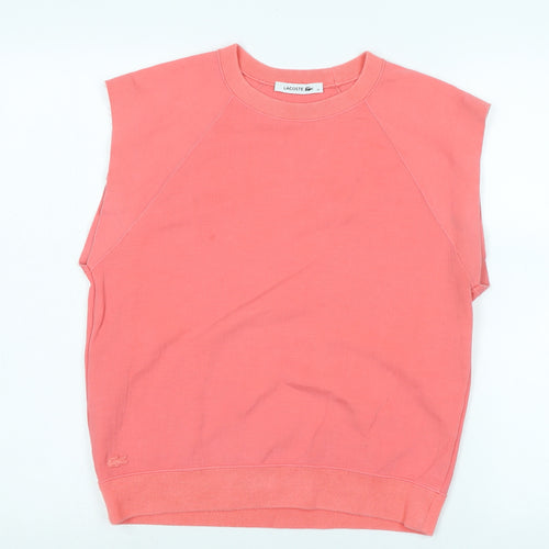 Lacoste Womens Pink Cotton Basic Tank Size 10 Crew Neck - Logo