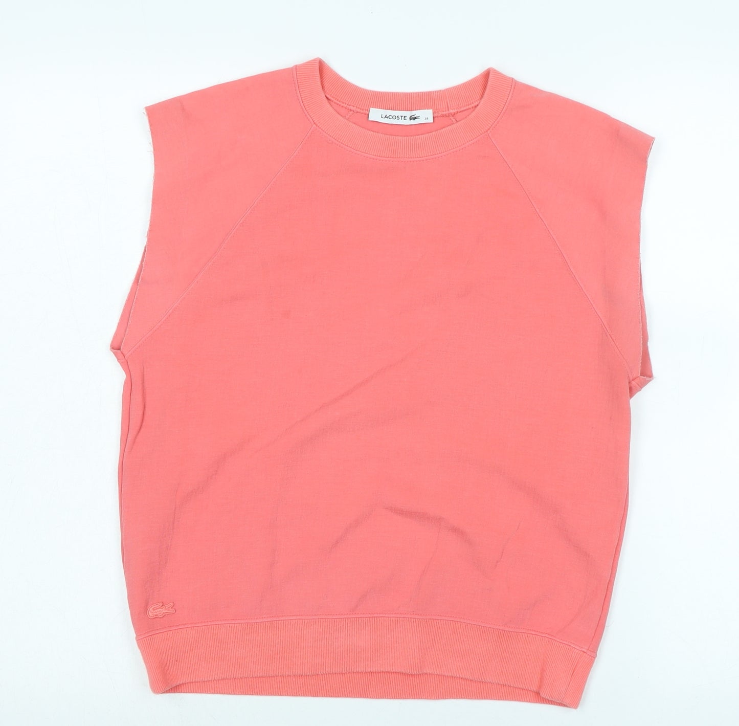Lacoste Womens Pink Cotton Basic Tank Size 10 Crew Neck - Logo